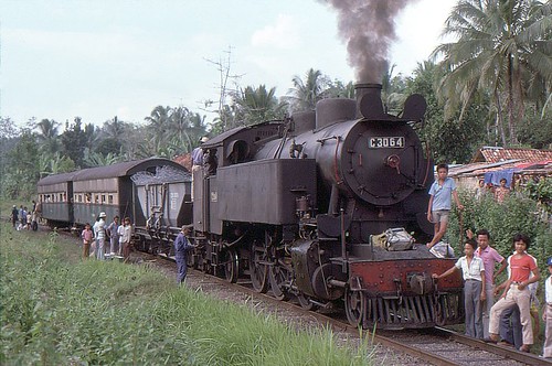 old train indonesia rail railway steam locomotive 1978
