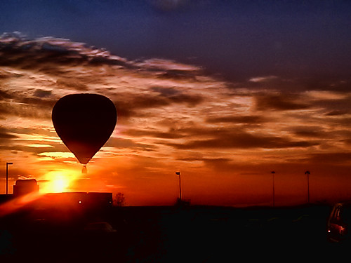 sunset cloudy hotairballoon