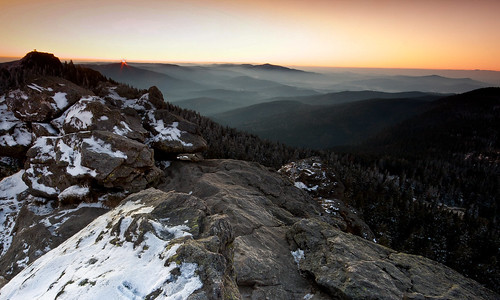 fog sunrise rocks hills arber bayerischerwald bavarianforest