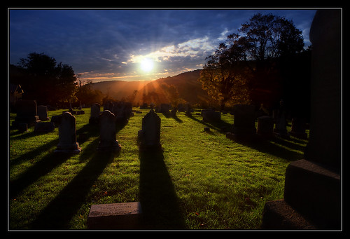 morning trees light sun grave grass harpers ferry clouds yard sunrise headstone sunday harpersferry rays beams