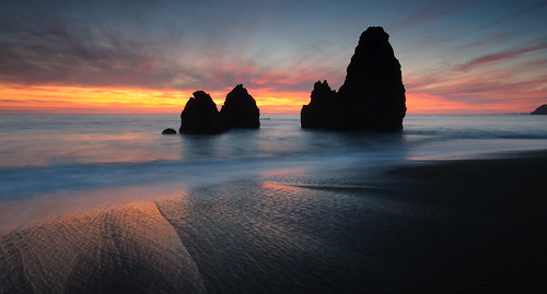 longexposure sunset seascape reflection clouds rocks pacificocean rodeobeach marineheadlands