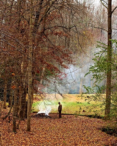 travelersrest southcarolina canon 60d nature autumn fall man smoke fire single alone 50mm