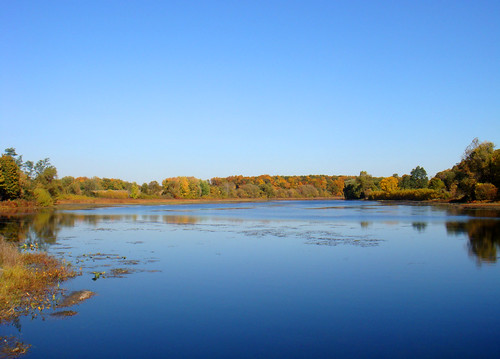 autumn lake fall colors leaves river pond michigan bluesky foliage concord millpond fairweather kalamazooriver