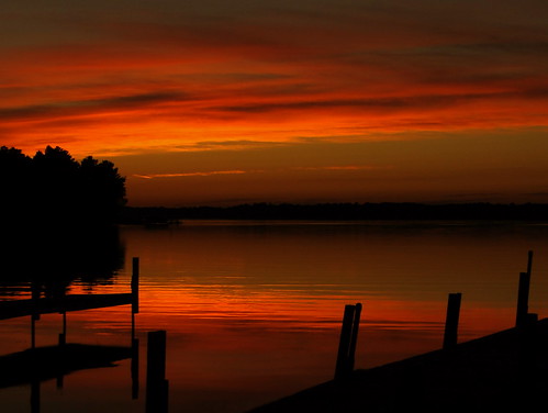 sunset red orange lake minnesota september