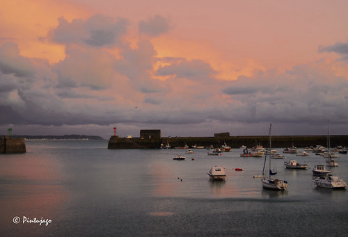 sunset sea sky france clouds port boat tramonto nuvole mare granville barche porto cielo francia pintujago