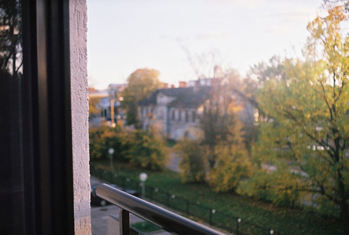 autumn trees house film window leaves analog 35mm parkinglot estonia view bokeh zenit eesti zenitet