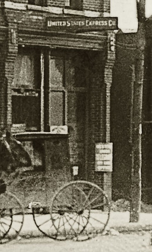 horses people usa signs man men history industry sepia buildings advertising portland awning workmen mail indiana streetscene machinery transportation shops storefronts interurban trolleys businesses wagons barbers realphoto jaycounty hoosierrecollections