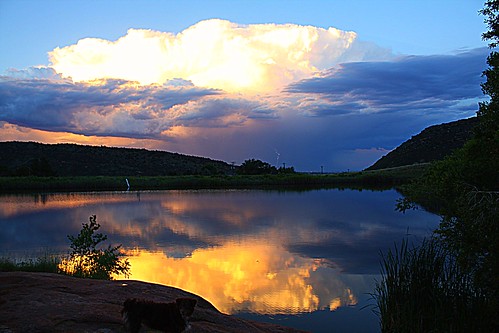cloud dog lake storm reflection nature colorado head denver lightning thunder