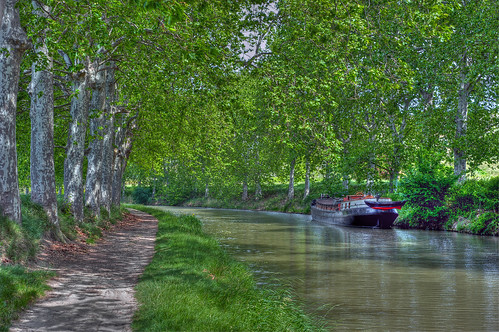trees france water river way landscape boat canal du boating midi barge languedoc herault