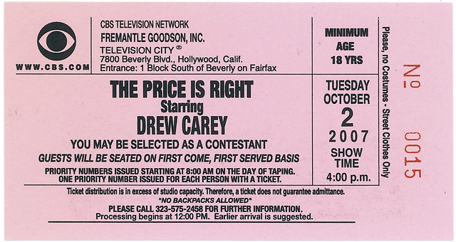 price is right show tickets