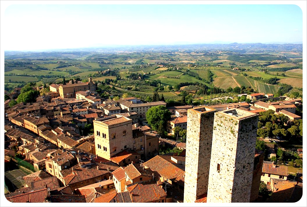 view over san gimignano & towers from torre grossa