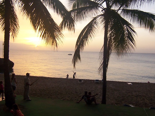 sunset at the resort