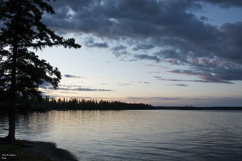trees sunset summer sky lake canada water clouds dusk saskatchewan laclaronge