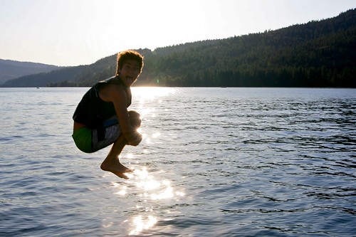 summer vacation lake silly water sunshine silhouette jump idaho cannonball