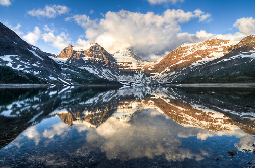 morning lake snow canada mountains reflection clouds sunrise rockies gallery britishcolumbia rocky glacier alpine getty hdr assiniboine d7000