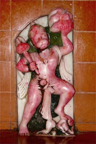 pink sculpture india statue temple god hanuman hindu bihar bateshwarsthan