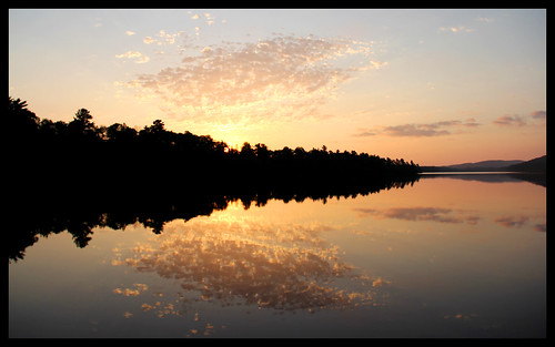 morning trees sun lake reflection water silhouette yellow set clouds forest sunrise canon early still michigan horizon calm upper rise peninsula copperharbor the4elements 60d