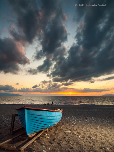sunset sea italy beach boat sicily milazzo