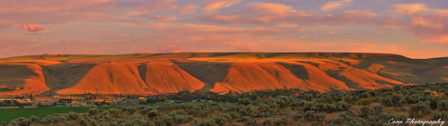 sunset panorama orange green june clouds photography golden washington nikon glow desert pano south cities hills hour wa coop 28 tri hdr sagebrush richland kennewick fileds 2011 d90 3xp