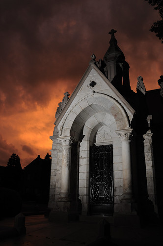 sunset red sky orange storm church silhouette flash mausoleum strobe craigmiles