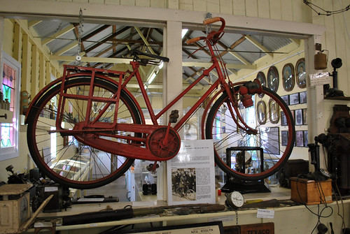 world red bike museum lady vintage cycling bay junk tour village australia things collection stuff qld queensland historical hervey nita variety rosslyn scarness wunderkamer