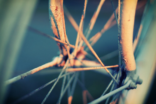 morning bike bicycle wheel sunrise spokes explore crossprocessing favs fahrrad mv