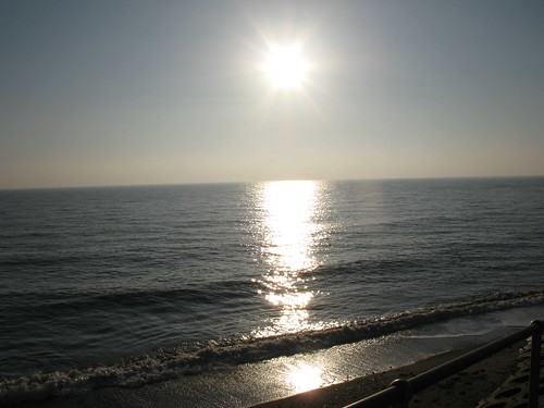 sea sun sunrise reflections waves tide northsea beech blueskys skegness blinkagain