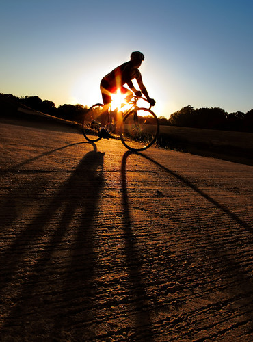 shadow sun bicycle cyclist
