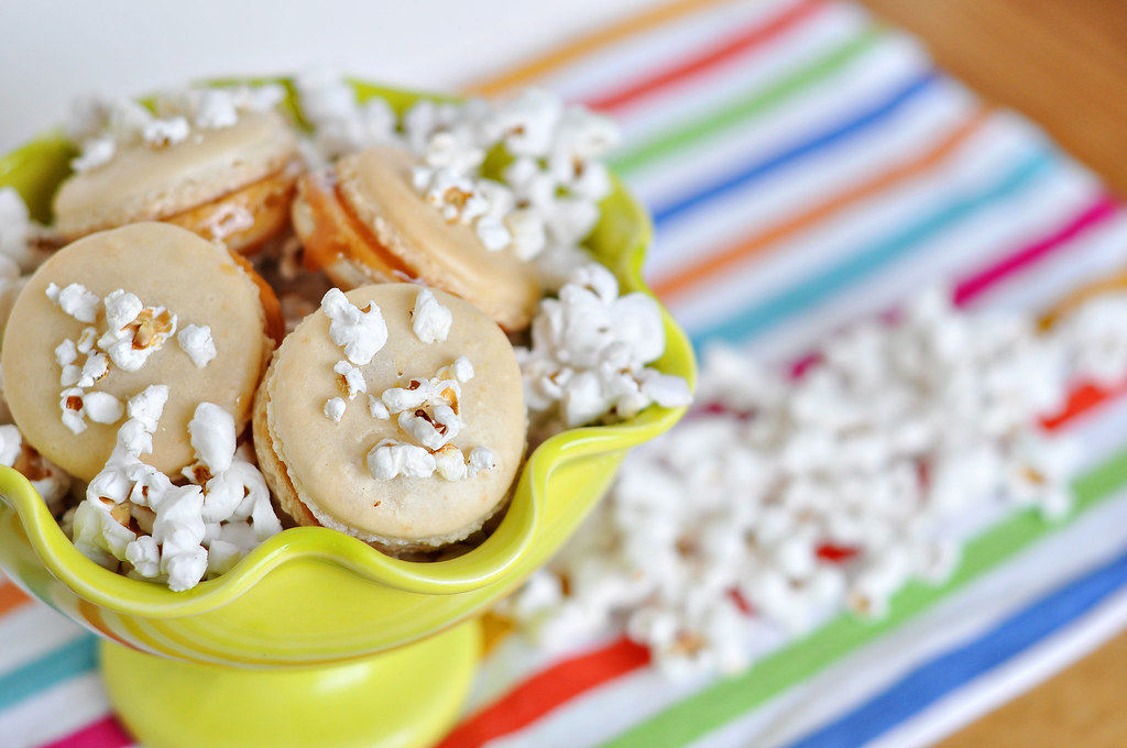 Salted Popcorn Caramel Macarons