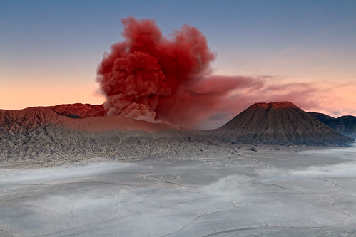 travel pink nature clouds sunrise indonesia volcano java smoke mount ash bromo