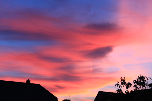 sunset rot abend cloudy himmel wolken blau