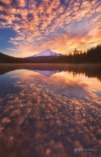 usa lake reflection water oregon sunrise volcano trillium cascades hood