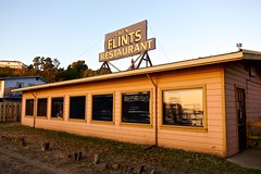 Cap'n Flints Restaurant near dusk in Noyo Harbor