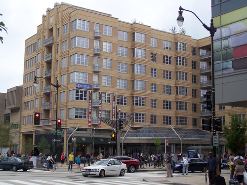 Multiunit housing (residential) building abutting a subway entrance, Columbia Heights