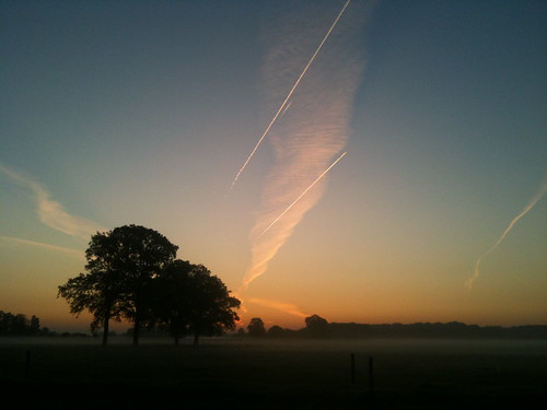 morning sunrise airplane stripes