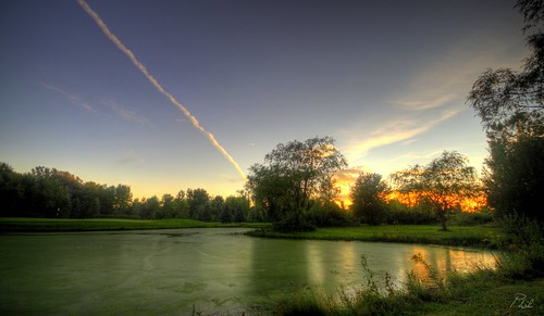 sunset landscape golfing
