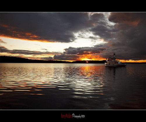 sunset clouds suomi finland tugboat lakesaimaa