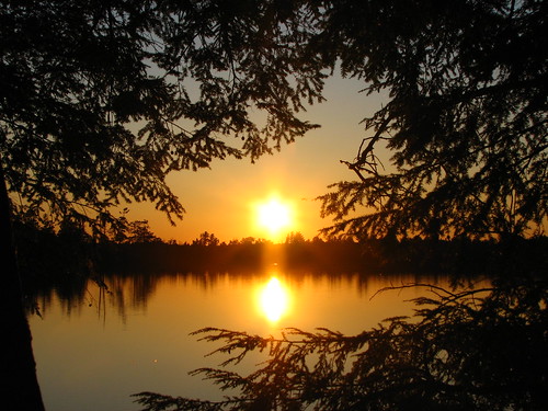 camping trees sunset sun lake reflection water wisconsin canon canoeing upnorth spruce gordonlake