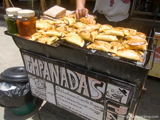 Argentine-style empanadas are $1 each on the streets of Montanita