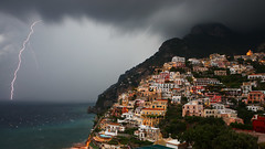 Lightning over Positano, Amalfi Coast, Italy