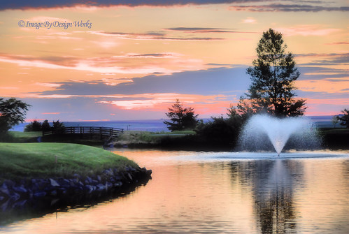 sunset sky reflection water fountain oregon or golfcourse pendleton hdr imagebydesignworks