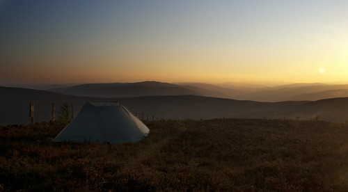 camping sunset backpacking moors wilderness scottishborders