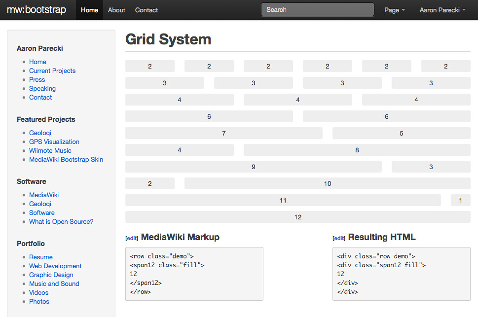MediaWiki Bootstrap Skin - Grid System