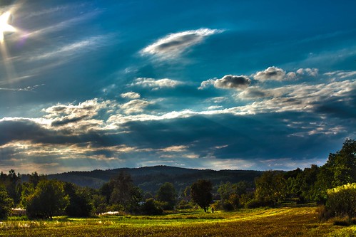 sun nature field clouds