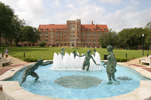 Landis Hall and Legacy Fountain