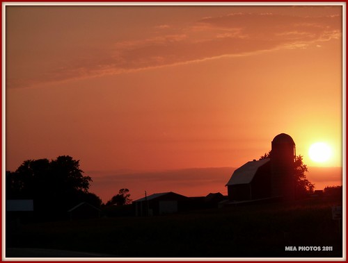 sunset sky orange sun nature wisconsin clouds barn colorful farm fireball picnik flickraward