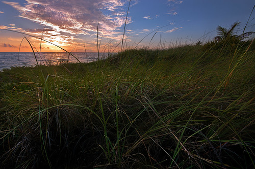 ocean water grass clouds sunrise landscape cuba hdr blend