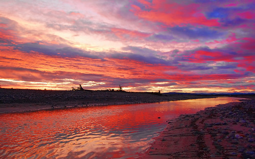 sunset sky reflection beauty alaska clouds river
