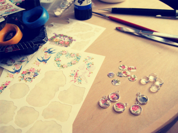 making Tiny Garden necklaces