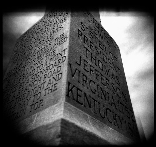 bw film monument typography holga memorial kentucky jefferson lettering smithland